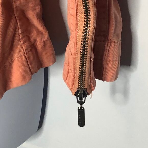 Max Jeans Salmon Pink Utility Jacket Small Boyfriend Military Zip Pocket Retro - Picture 8 of 16
